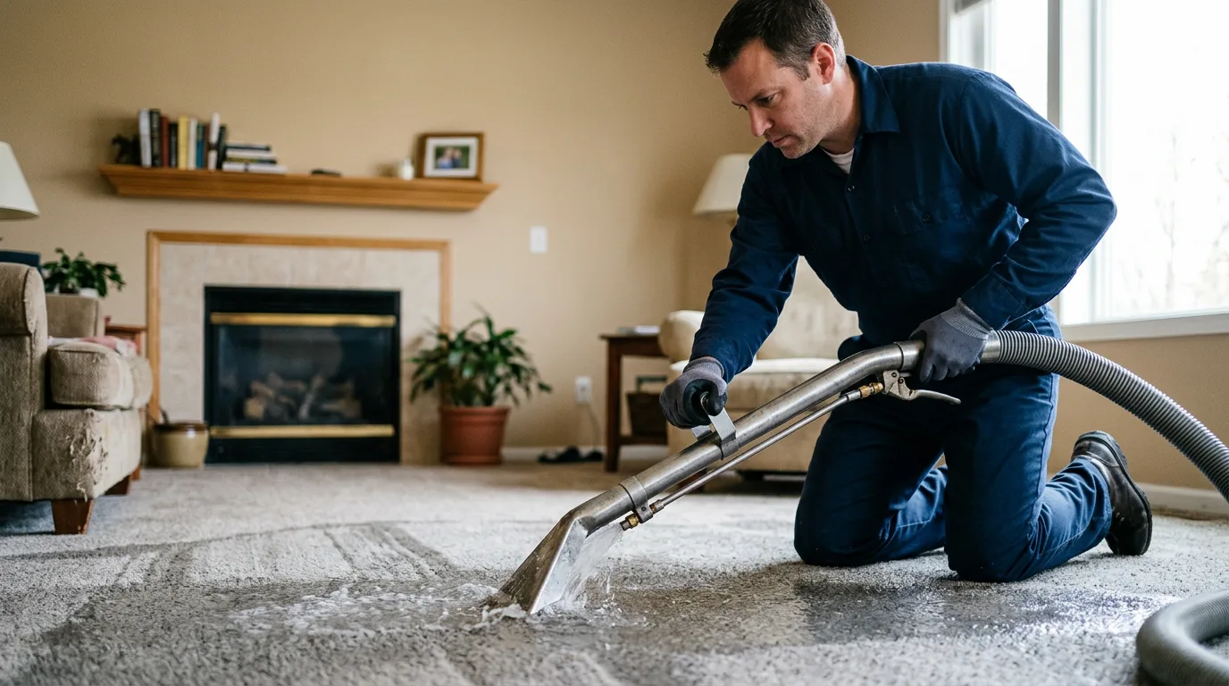 Water damage restoration technician working near Wentworth, MO